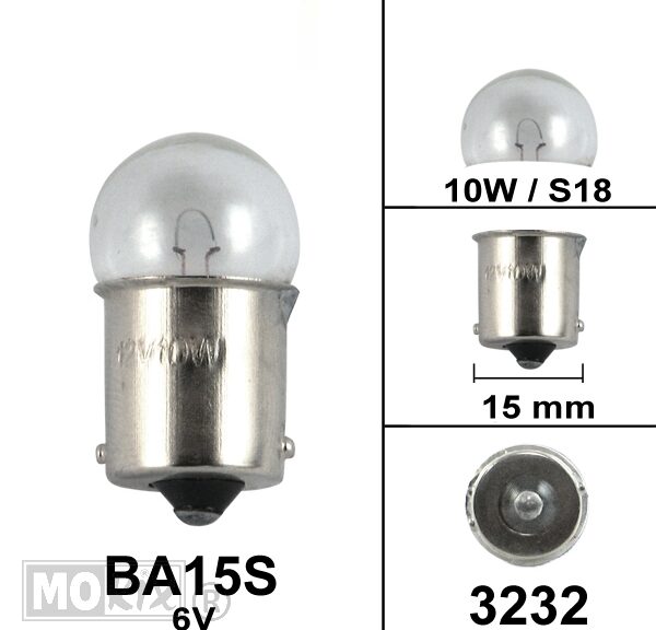 Lamp BA15S  6V 10W S18 (1) - Bollard