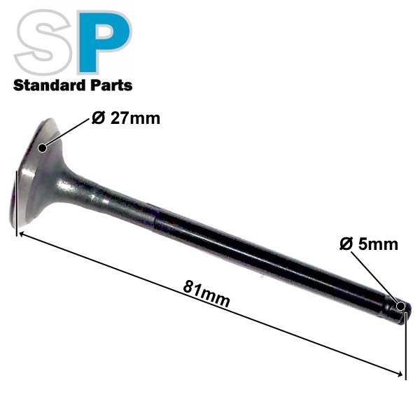 Klep Inlaat China 4T GY6 125cc 81x27x5mm