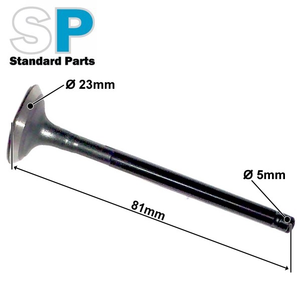 Klep Uitlaat China 4T GY6 125cc 81x23x5mm