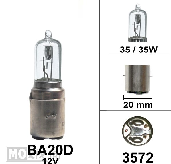 Lampe BA20D 12V 35/35W Halogen (1) - Pollerlampe