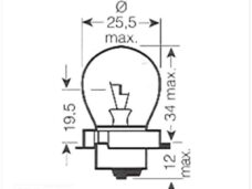 Lamp P26S 12V 20W Super White (Blauw Glas) (1)
