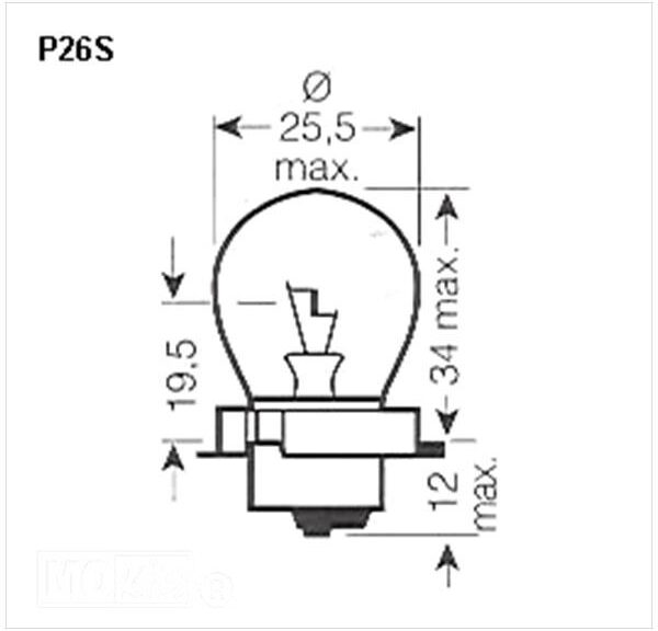 Lamp P26S 12V 20W Super White (Blauw Glas) (1)