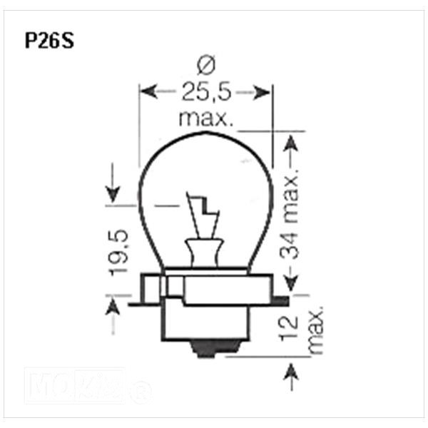 Lamp P26S 12V 20W Super White (Blauw Glas) (1)