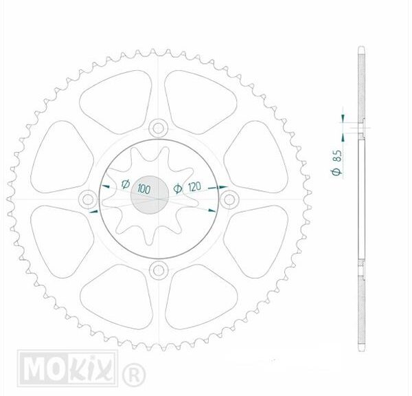 Achtertandwiel Beta RR/SM 50 ALU Zwart 62t - Esjot