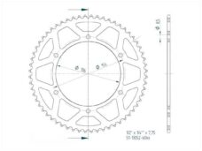 Achtertandwiel Fantic 50 ALU Zwart 60t - Esjot