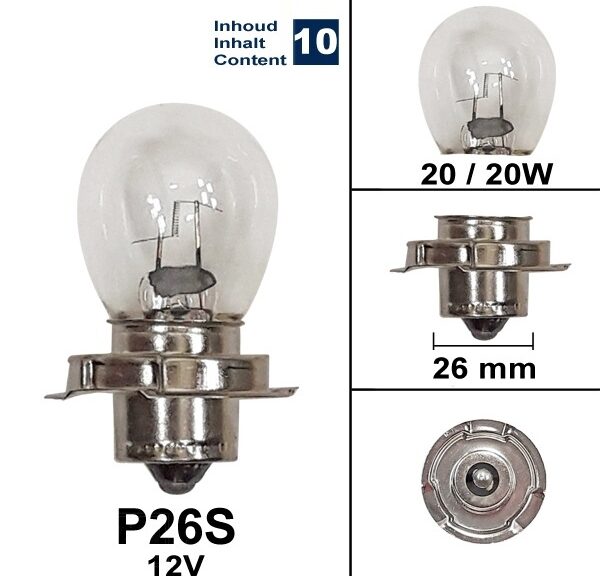 Lampe P26S 12V 20W (10) - Bosma