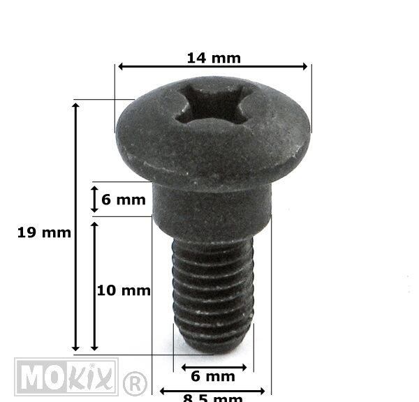 Tornillo de boca M6x17 (9x6) Negro (1) - Bolardo