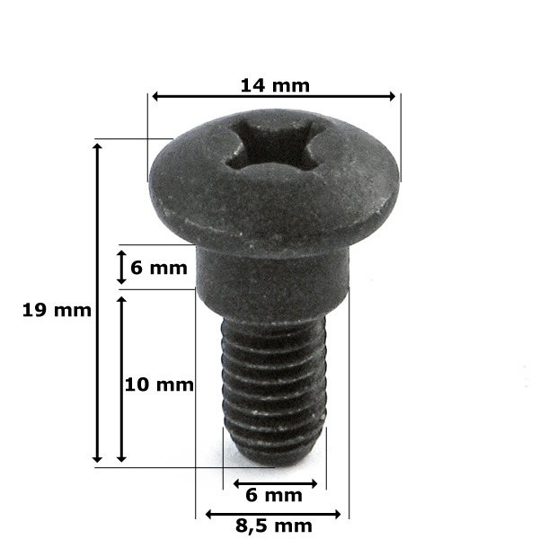 Borstschroef M6x17 (9x6) Zwart (1) - Bollard