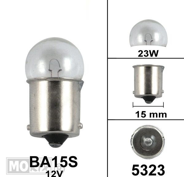 Lamp BA15S 12V 23W    Kleine BOL (1)