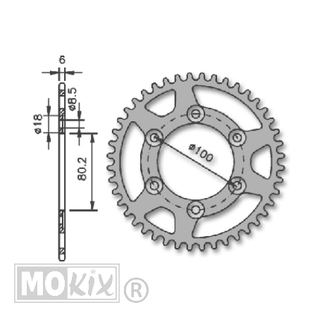 Achtertandwiel Rieju RR/Spike 80.2mm 6gats 48t IGM