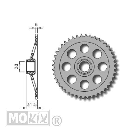 Achtertandwiel Aprilia AFI/EXT NT 420 28mm 44t - IGM
