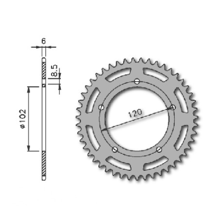 Achtertandwiel Aprilia RS'99-'02 102mm 5g 47t IGM