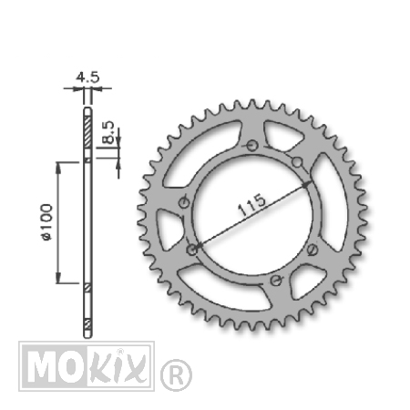 5683 ACHTERTANDWIEL BETA/MH/GILERA 420 100mm 6g 53t IGM