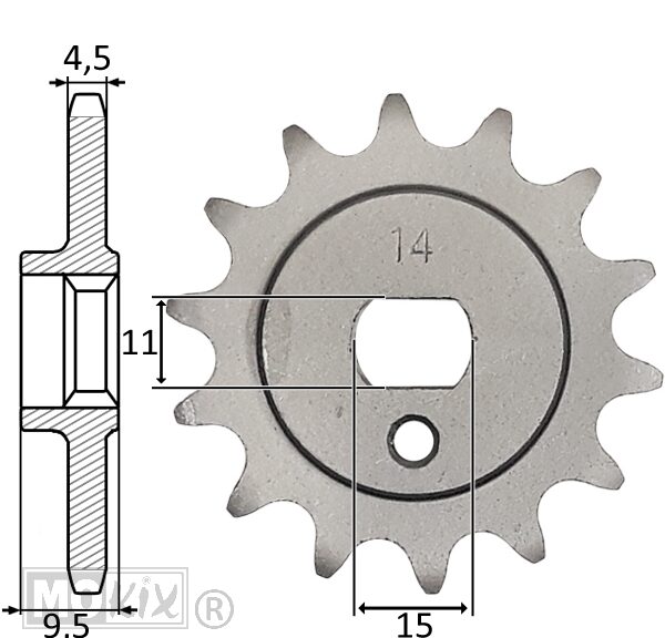 Voortandwiel Kreidler 5V (415) 14tands IGM