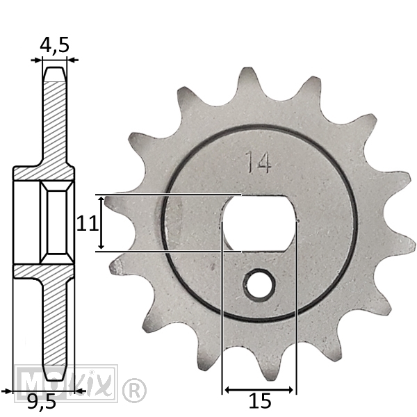 Voortandwiel Kreidler 5V (415) 14tands IGM