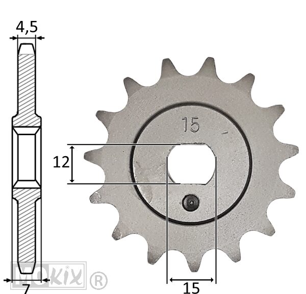 Voortandwiel Kreidler 3V/4V (415) 15tands IGM