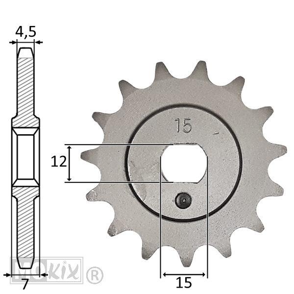 Voortandwiel Kreidler 3V/4V (415) 15tands IGM