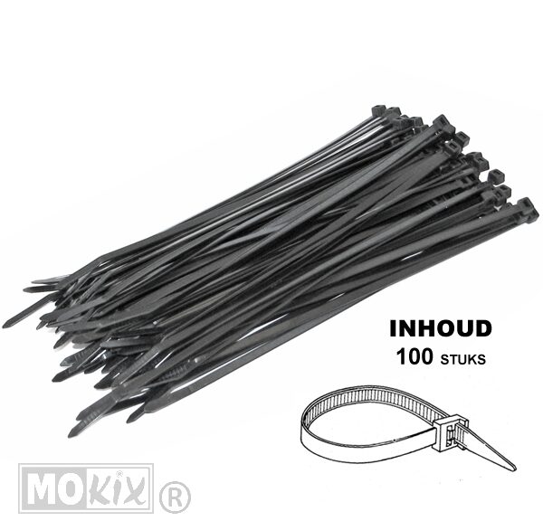 TIE-Rips/Trekbandjes 100mm x2.5 Zwart 100stuks