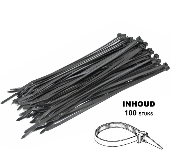 TIE-Rips/Trekbandjes 160mm x2.5 Zwart 100stuks