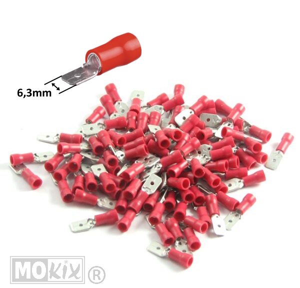 6253 SCHUIFSTEKKER PLAT MAN 6.3x0.8mm ROOD (100)