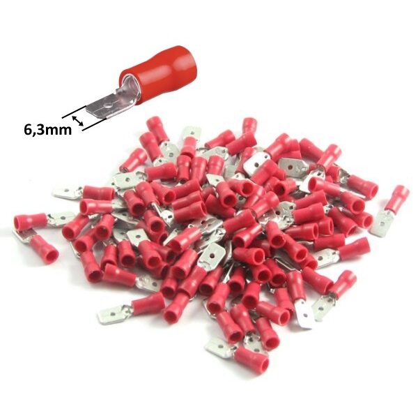 Schuifstekker Plat MAN 6.3x0.8mm Rood (100)
