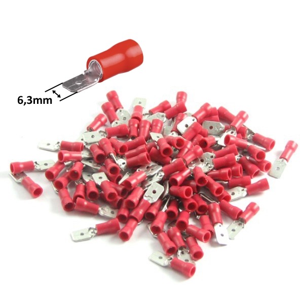 Schuifstekker Plat MAN 6.3x0.8mm Rood (100)