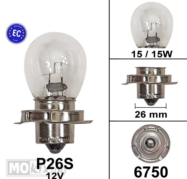 Lamp P26S 12V 15W (1) - Bosma