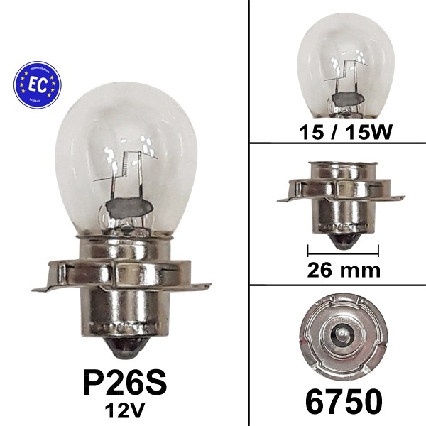 Lamp P26S 12V 15W (1) - Bosma