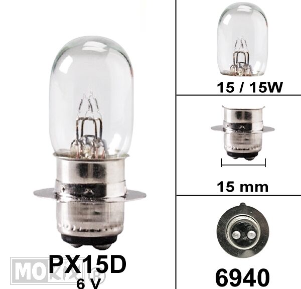 Lampada PX15D 6V 15/15W (1) - Bosma