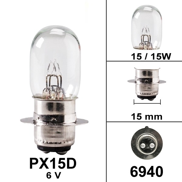 Lamp PX15D 6V 15/15W (1) - Bosma