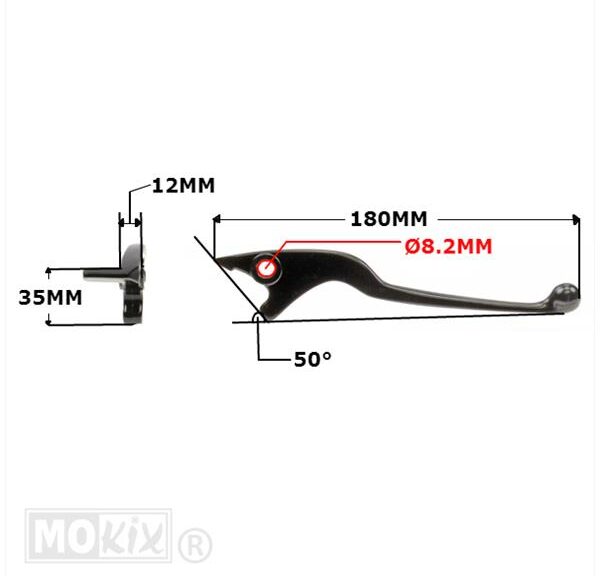 Hevel Rechts Kymco Agility/Scout/Dink 180mm Zwart - MKX