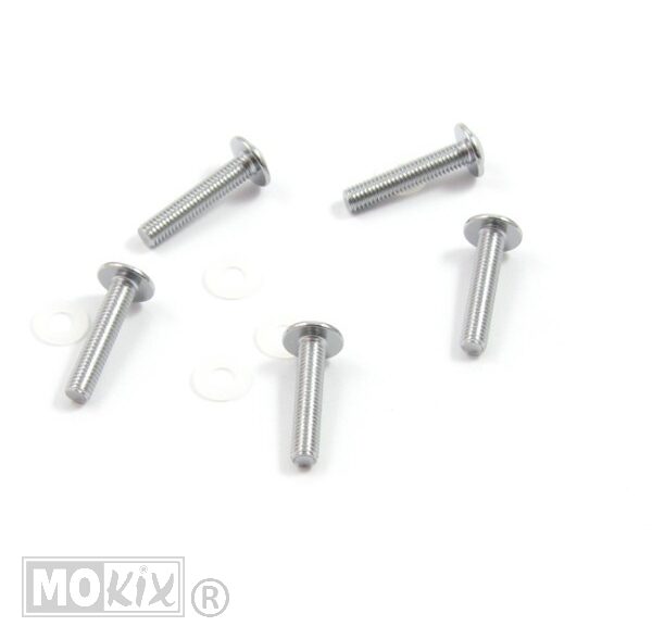 Schroefset M5x25 Hexagon + Nylon Chroom (5)