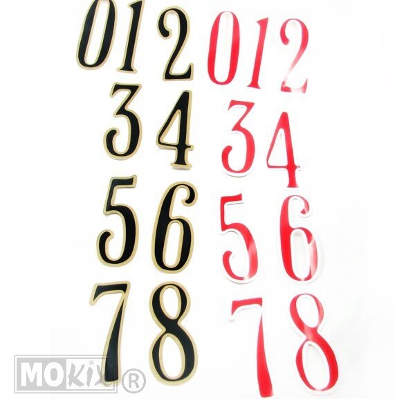Nummerkit Zwart/Goud-WIT/Rood 200stuks 11cm