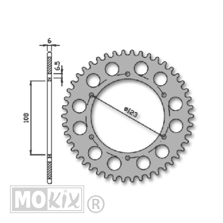 Achtertandwiel MH RX/Derbi GPR04 108mm 6g 50t IGM"