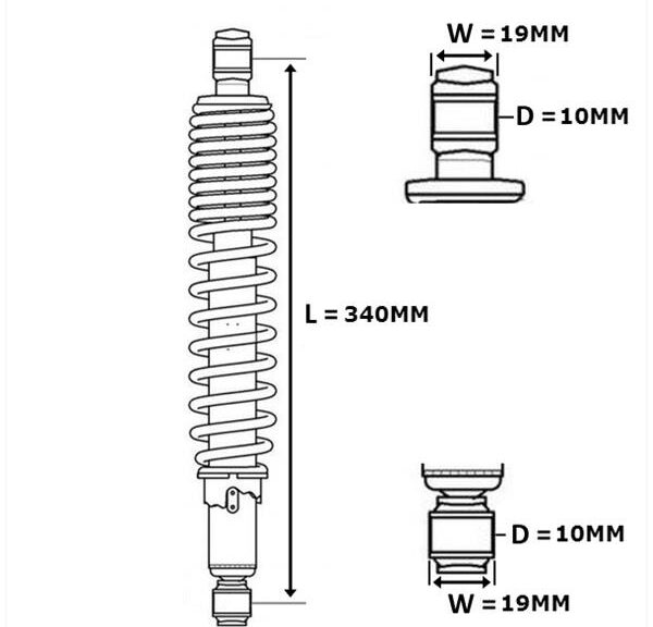 Schokbreker SET UNI 10mm Imca 340mm Grijs/Chroom