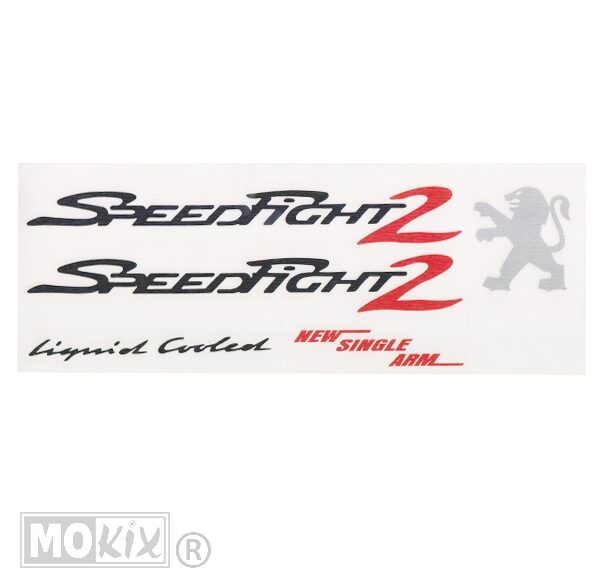 85466 PEUGEOT SPEEDFIGHT STICKERSET 2 ZWART/ROOD