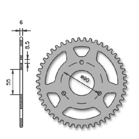 Achtertandwiel Rieju RS2 Matrix 55mm 3gats 47t IGM
