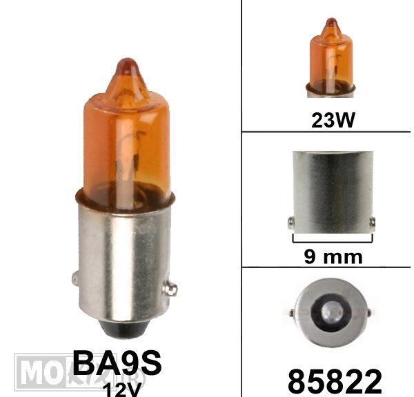 Lamp BA9S 12V 23W Short Orange (1) - Bollard