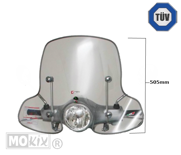 Parabrezza Piaggio Vespa LX 4 Seiz Faco TUV H505