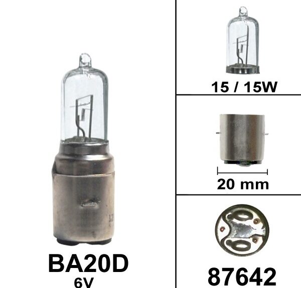 Lamp BA20D   6V 15/15W Halogeen (1)