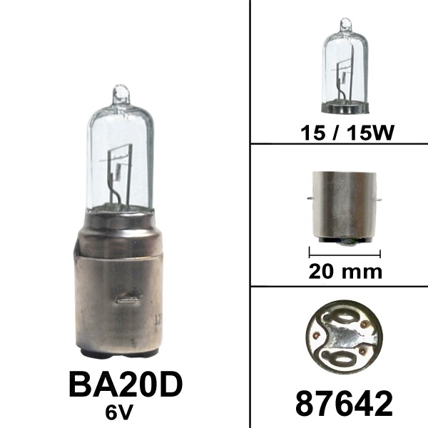 Lamp BA20D 6V 15/15W Halogeen (1)