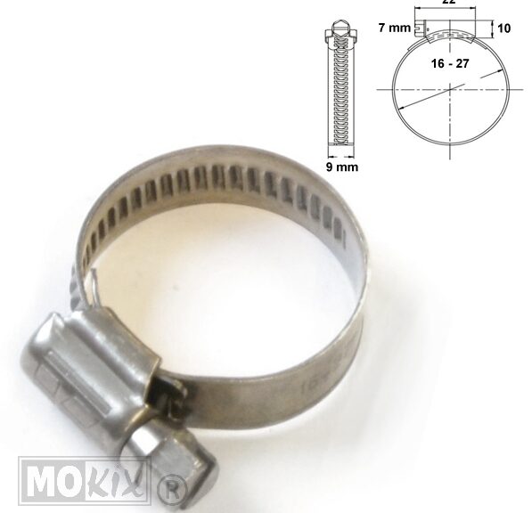 Slangklem  9mm RVS 16x25mm Per Stuk Norma