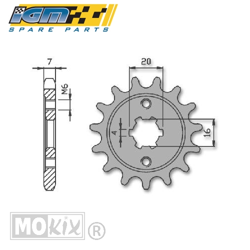 Voortandwiel Yamaha 125 4T OA Rieju (428) 15t IGM