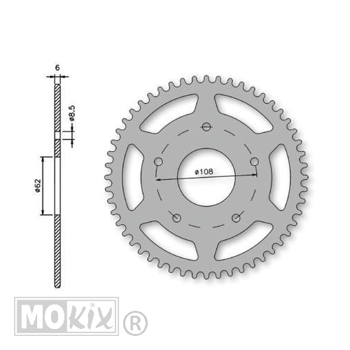 Achtertandwiel Rieju SMX 06 62mm 5gats 48t IGM"
