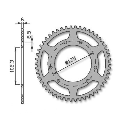 Achtertandwiel DER DRD RAC R50 420 102.3mm 6g 53t - IGM