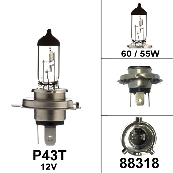 Lamp P43T 12V 60/55W H4 CE (1) - Bosma