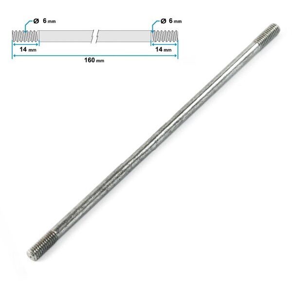 Espárrago cilíndrico UNI M6 160 mm (1) - Bolardo