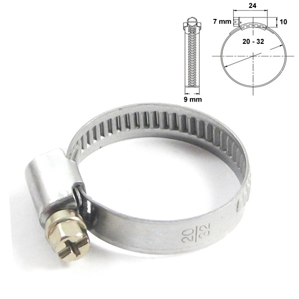 Slangklem 9mm RVS 20x32mm Per Stuk