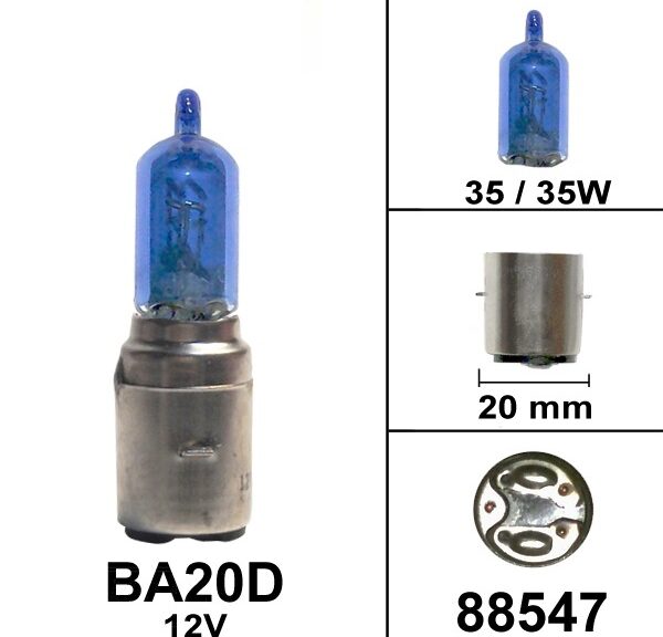 Lamp BA20D 12V 35/35W Halogeen Super White (1) - Bollard