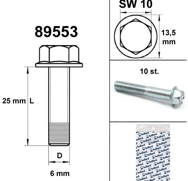 Flens Frame Bouten SW10 M6x30 Blank 10st - Bollard